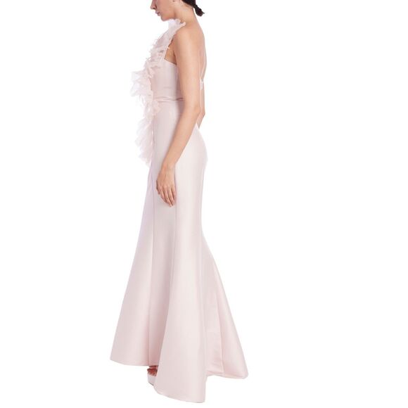NWT Badgley Mischka Feather Fan Mermaid Gown in Blush Size 10 $990 - Picture 2 of 9